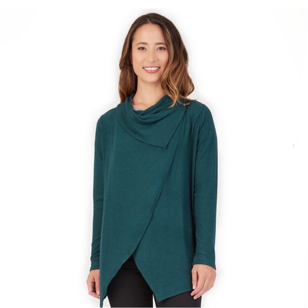 NEW! Kohl’s APT 9 Teal Cowlneck Draped Long Sleeve Top